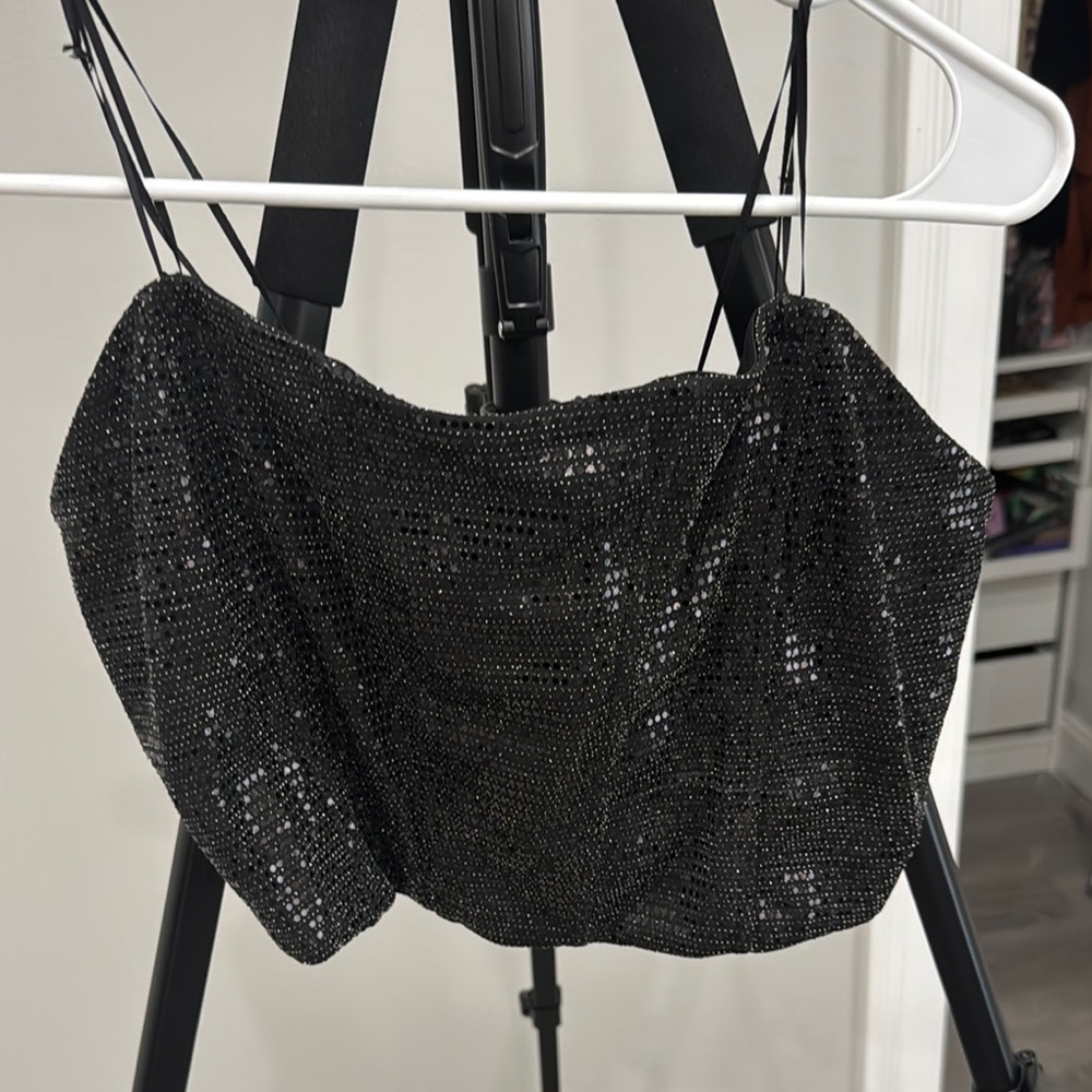 Sincerely Jules Black Sequin Crop Top